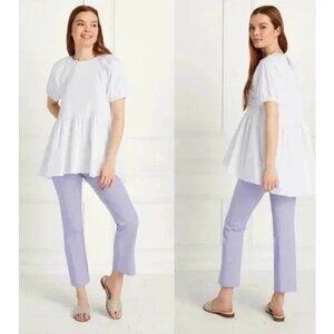 Hill House Francesca High Low Full White Top Blouse S NWT